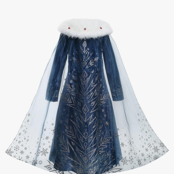 Frozen Elsa blue fur costume with - Picture 3 of 4